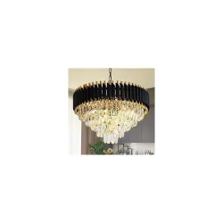 SUANI Black Golden Italian K9 Crystal Ceiling Fixture Chandelier | Chandelier for Living Room | Jhumar for Home | Jhooma