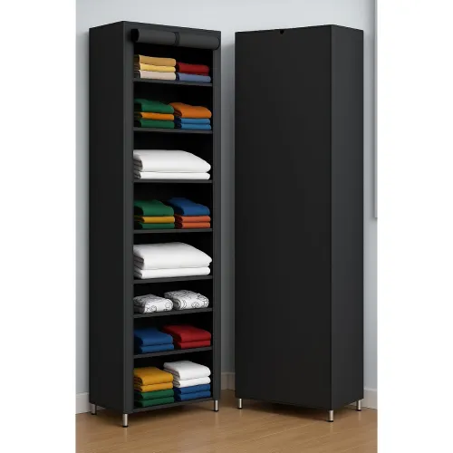 Image of SUBEKYU Foldable Cloth Almirah 9 Shelf Plastic Wardrobe