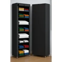 SUBEKYU Foldable Cloth Almirah 9 Shelf Plastic Wardrobe