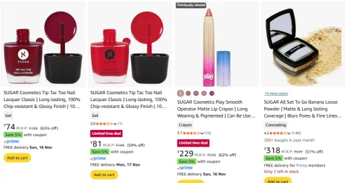 Image of SUGAR Cosmetics Beauty Products Starting @ ₹74
