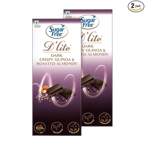 Image of Sugar Free D'lite Quinoa & Almonds Dark Chocolate Bar, Po2