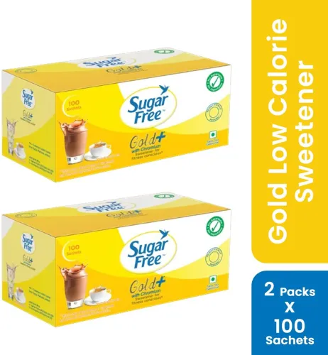 Image of Sugar free Gold+, 100 Sachet each (Pack of 2) | India No.1 Sweetner| Sweet like Sugar Sweetener (100 Sachet, Pack of 2)