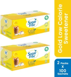 Sugar free Gold+, 100 Sachet each (Pack of 2) | India No.1 Sweetner| Sweet like Sugar Sweetener (100 Sachet, Pack of 2)
