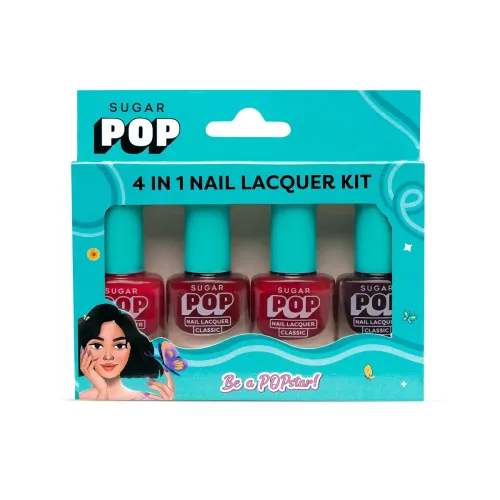 Image of SUGAR POP 4 in 1 Nail Lacquer Kit- 02 Rouge Canvas