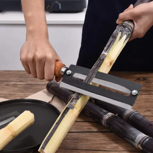 Image of Sugarcane & Pineapple Peeling Knife - Sugar Cane Peeler - High Carbon Steel - Natural Non-Slip Wooden Handle