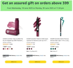 SUGAR Cosmetics : Get a Free Lipstick worth ₹355 on orders above ₹399