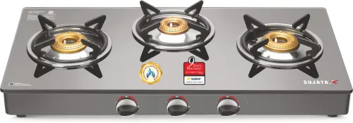 Image of SUJATA Glass Automatic Gas Stove for Kitchen (3 Burners)