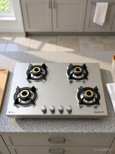 Image of SUJATA 4 Burners Stainless Steel Manual Gas Stove LPG PNG