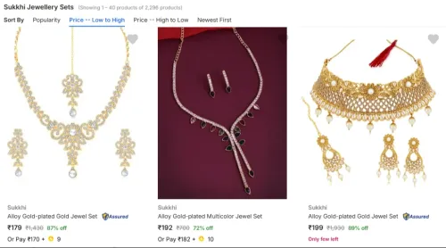 Image of Sukki Jewellery set upto 89% Discount From ₹179