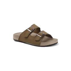 Sukun mens Dual-strap Buckle Sandals 