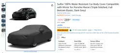 Sulfar 100% Water Resistant Car Body Cover Compatible with Mirror for Porsche Macan (Triple Stitched, Full Bottom Elastic, Dark Grey)