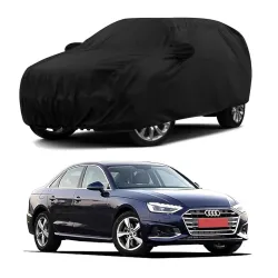 Sulfar 100% Water Resistant Car Body Cover Compatible with Mirror & Antenna Pockets for Audi A4 (Triple Stitched, Full Bottom Elastic, Black)