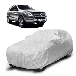 Sulfar 100% Waterproof Car Body Cover Compatible with Mirror for Mercedes Benz ML250 with Long Lasting Durable Material (Triple Stitched, Full Bottom Elastic, Metallic Silver)
