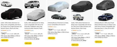Image of Sulfar 100% Water Resistant Car Body Cover starting @ ₹342