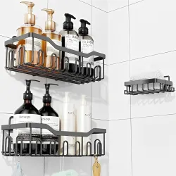 Sulfar 3 in 1 Self Adhesive Organizer Combo Racks and Shelves for Wall