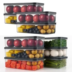 Sulfar Air Tight Plastic Fridge Storage Containers Set for Kitchen (1200 ML, Pack of 10)