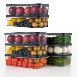 Sulfar Air Tight Plastic Fridge Storage Containers Set for Kitchen (1200 ML, Pack of 8)