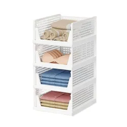 Sulfar Foldable Cupboard Organizer For Clothes - Stackable Closet Organizer For Wardrobe - For Shirt | Pants | Jeans - P