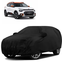 Sulfar 100% Water Resistant Car Body Cover Compatible with Mirror for CITROËN C3 (Triple Stitched, Full Bottom Elastic, Black)
