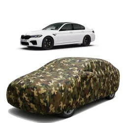 Sulfar 100% Waterproof Car Body Cover Compatible with Mirror for BMW M5 with Long Lasting Durable Material (Triple Stitched, Full Bottom Elastic, Camouflage Army)
