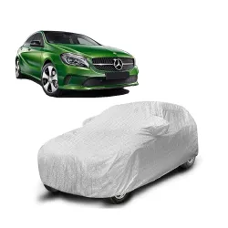 Sulfar 100% Waterproof Car Body Cover Compatible with Mirror for Mercedes Benz A180 with Long Lasting Durable Material (Triple Stitched, Full Bottom Elastic, Metallic Silver)