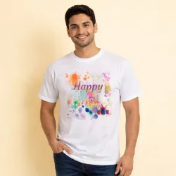 SUMARABI Men Graphic Print Round Neck Polyester White T-Shirt