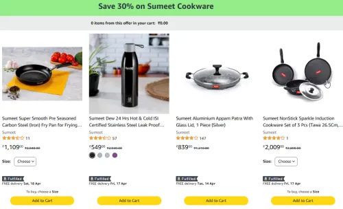 Image of Sumeet Cookware @ Apply 30% Coupon Discount