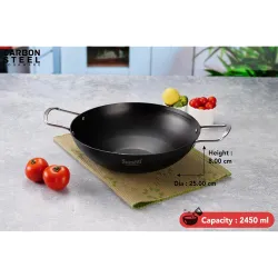 Sumeet Pre Seasoned Carbon Steel Deep Kadai 25cm 2450ml