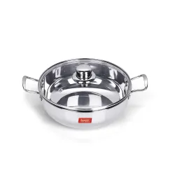 Sumeet Stainless Steel Induction Bottom Kadhai with Glass Lid 