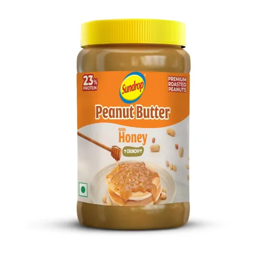 Image of Sundrop Peanut Butter with Honey | Crunchy | 900 grams | With 23% Protein | 7.1% Dietary Fibre | Premium Roasted Peanuts