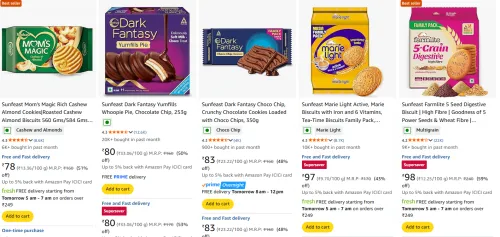 Image of Sunfeast Cookies starting at ₹78