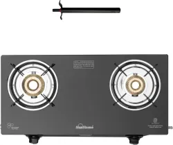 Sunflame Maleo 2 Burner with Lighter Glass Manual Gas Stove