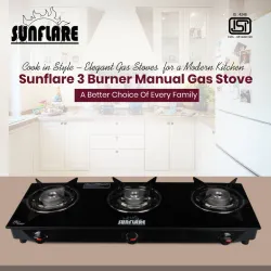 Sunflare Gas Stove, 3 Burners