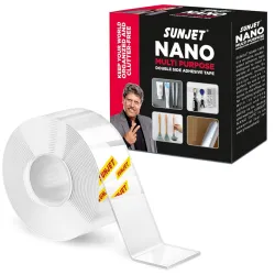 Sunjet Double Sided Heavy Duty Nano Tape- Strong Adhesive,Residue-Free, Multi-Functional Reusable Gel Tape,for Home & Of