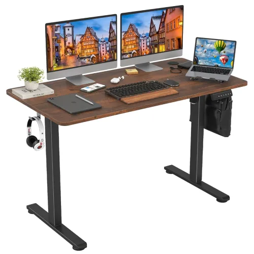 Image of Sunon Electric Standing Desk Adjustable Height Sit Stand Home Office Desk with Splice Board
