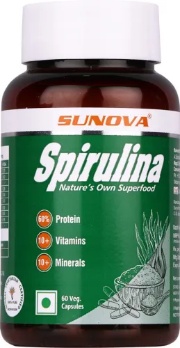 Image of SUNOVA Organic Spirulina Capsule pack of 3 (3 x 60 No)