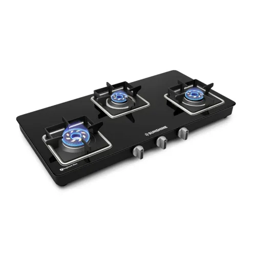 Image of Sunshine Aircross 3-Burner Gas Stove – Ultra Slim, Black
