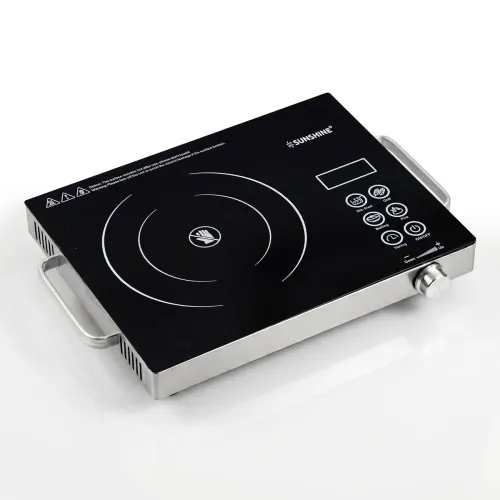 Image of Sunshine HeatWave 2200W Infrared Cooktop | 4 Preset Modes | BBQ Grill Stand | Crystal Glass | LED Digital Display | Adju