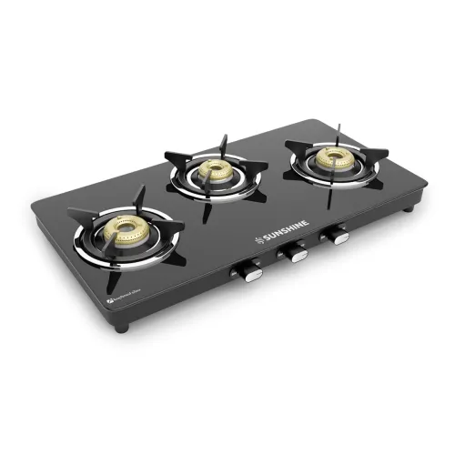 Image of Sunshine Phoenix 3 Burner Glass Cooktop(Premium - Black)