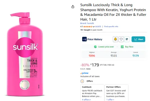 Image of Sunsilk Lusciously Shampoo 1 Ltr