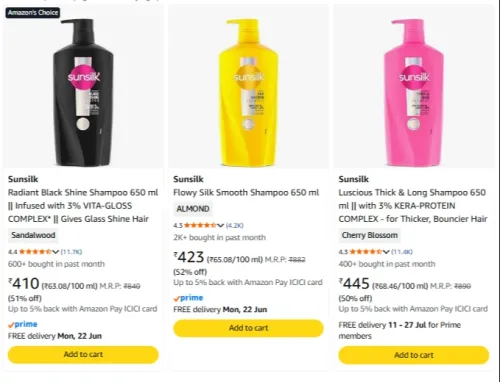 Image of Sunsilk Shampoo at Minimum 52% Off