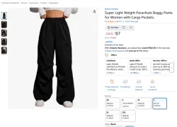 Super Lightweight Parachute Cargo Pants for Women