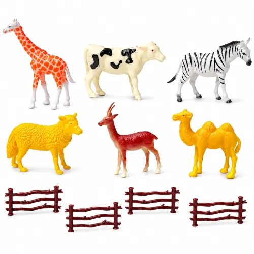 Image of SUPER TOY Wild Farm Animal Action Figure Toys Playing Set for Kids - Pack of 6