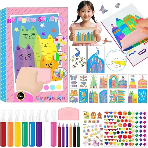 Image of SUPER TOY Rainbow Scratch Art Squeeze Dot Painting Kit