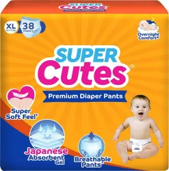 Super Cutes Wonder Pullups Soft Feel Diaper Pant with Super Absorbent & Leak Lock Technology - XL (38 Pieces)