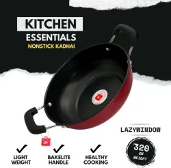 Superior Quality Hard Anodised Nonstick Kadhai, 21cm, 1.25L, Induction Bottom