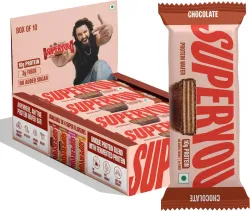 Super You Chocolate 10g Protein Wafer Bar with 3g Fiber and 0 Added Sugar - (Pack of 10) Protein Bars (400 g, Chocolate)