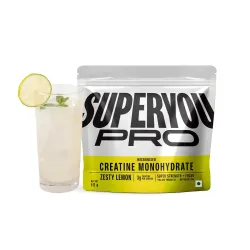 SuperYou Pro Micronized Creatine Monohydrate Powder | Zesty Lemon | 112g | 33 Servings | Micronized to 200 Mesh | Enhanced Muscle Strength with Rapid Absorption |Pre-Post Workout Supplement