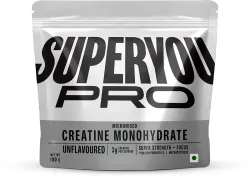 SUPERYOU Pro Creatine Monohydrate|33 Servings| Boosts Muscle Strength & Brain