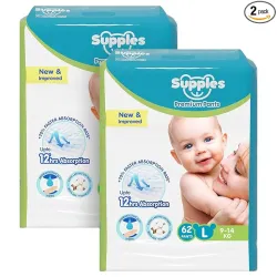 Amazon Brand - Supples Premium Baby Diaper Pants – Large (124 Pcs)